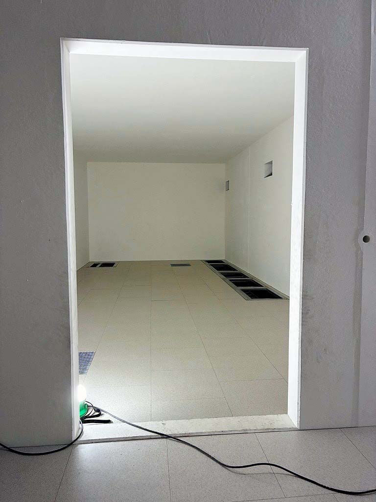 Technical equipment room with raised flooring in the Stockholm Bypass project.