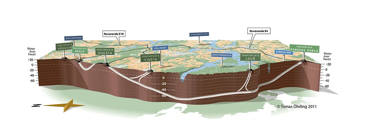 An illustration of the tunnel- Stockholm Bypass