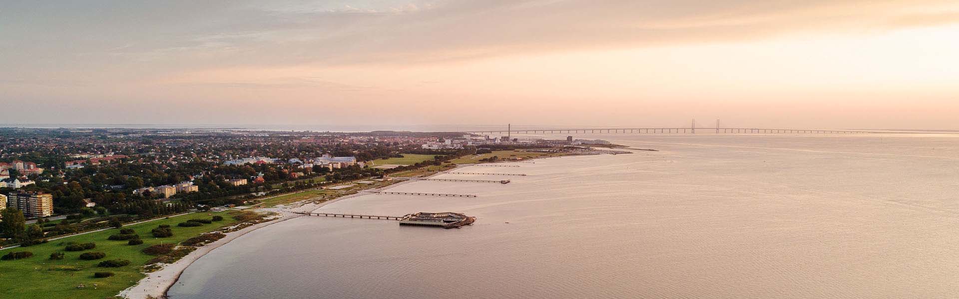 Bilden visar Malmö med Öresundsbron
