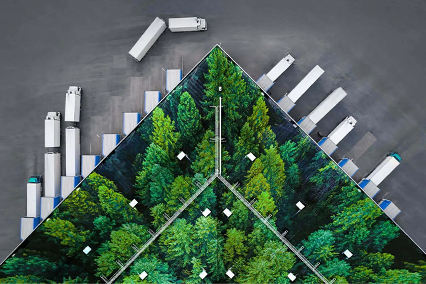 Illustration parkerade lastbilar